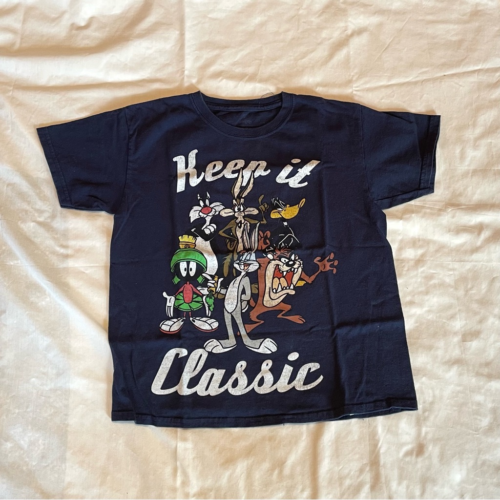 Looney Tunes T-Shirt Keep It Classic Size Medium Boys Bugs Bunny Marvin Martian